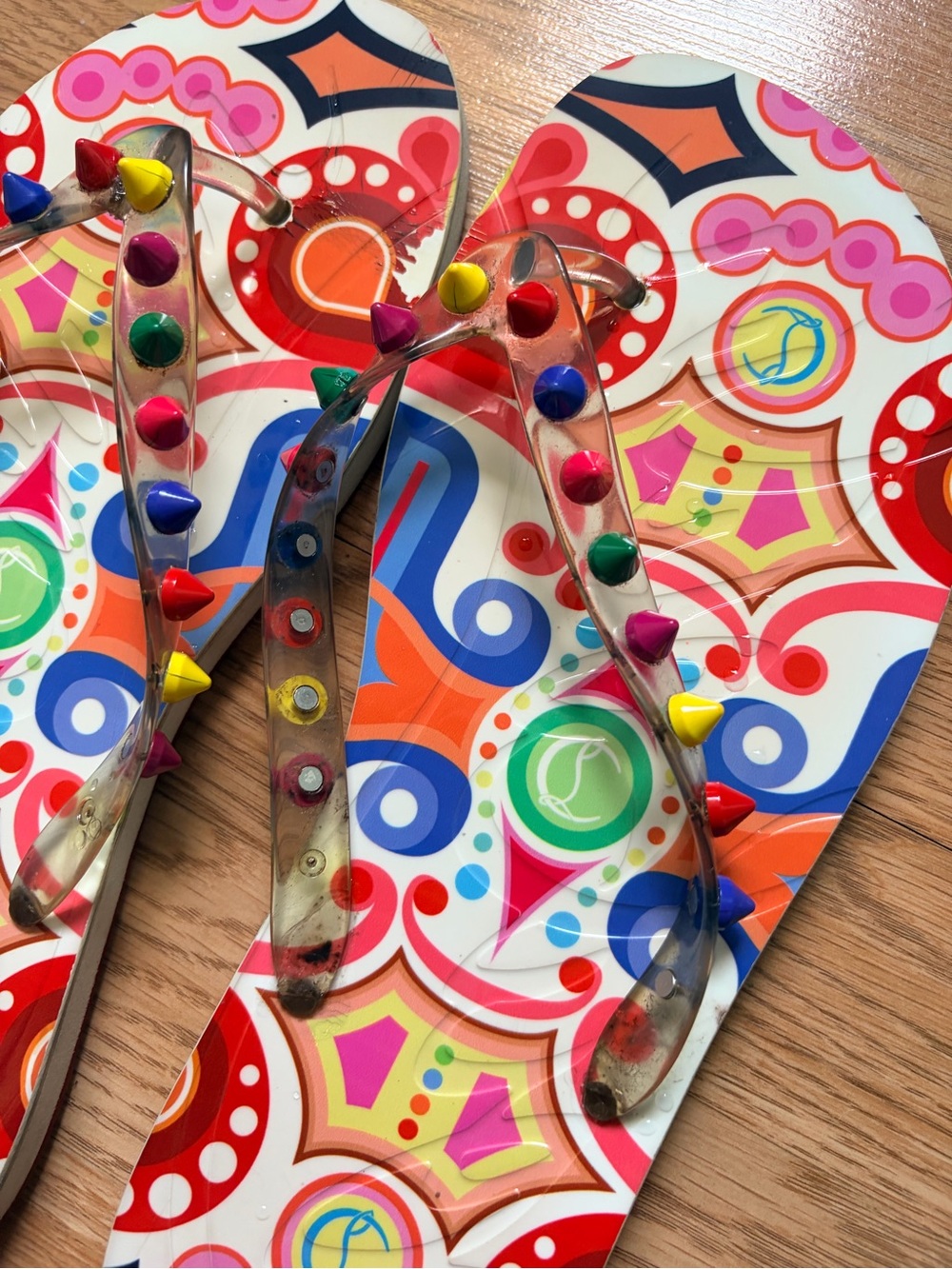Louis Vuitton Multicolor Studded Jelly Flip Flops